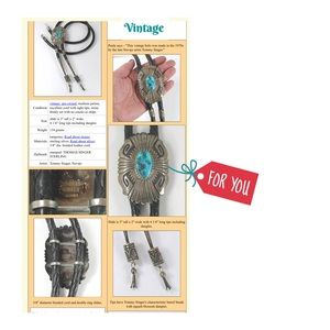 Thomas Singer Navajo large bolo tie Turquoise sterling silver leather